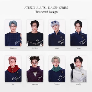 Tarjetas fotográficas de Ateez x JJK - Tarjetas fotográficas de arte digital de fanart de Kpop de Ateez
