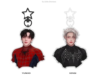 Ateez SM&V Keychains - 2.5 inch double sided acrylic epoxy charm keychain (Mingi, Yunho)