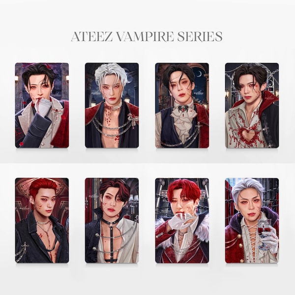 Ateez Vampire photo cards - Ateez fanart Kpop fanart digital art photo cards