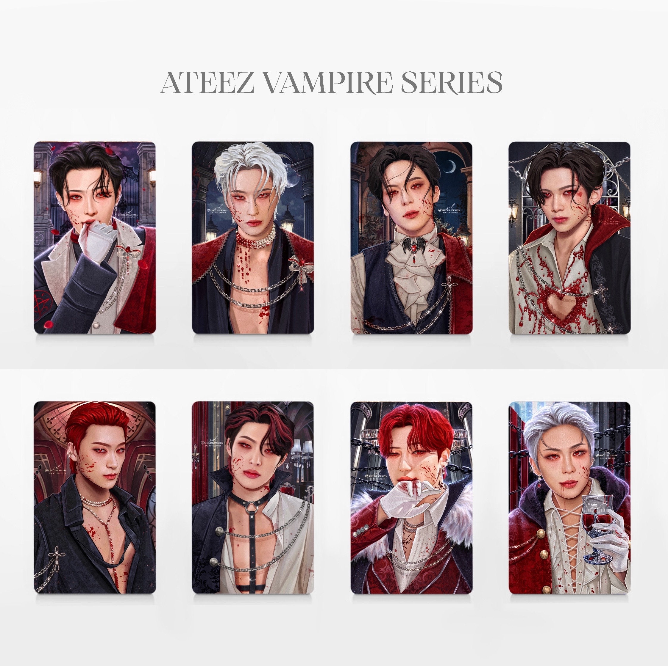 Ateez Vampire Photo Cards - Ateez Fanart Kpop Fanart Digital Art