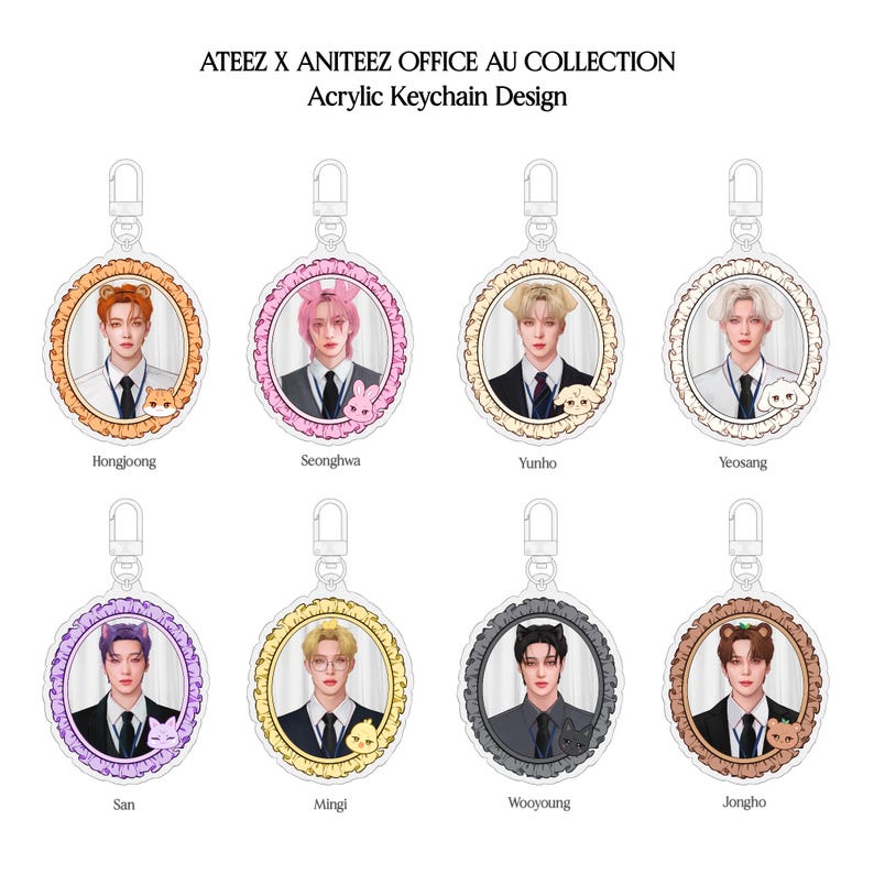 Aniteez Keychains ATEEZ X ANITEEZ Keychains - 2.5 Inch Double Sided Acrylic Epoxy Charm ...