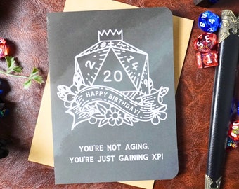 You're Not Aging, You're Gaining XP DnD Birthday Card D20  | Dungeons And Dragons, Greeting Card