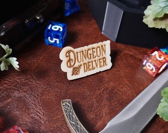 Dungeon Delver DnD Wooden Pin, Dungeons and Dragons, Wood Pin, DnD Gift, Dungeon Master