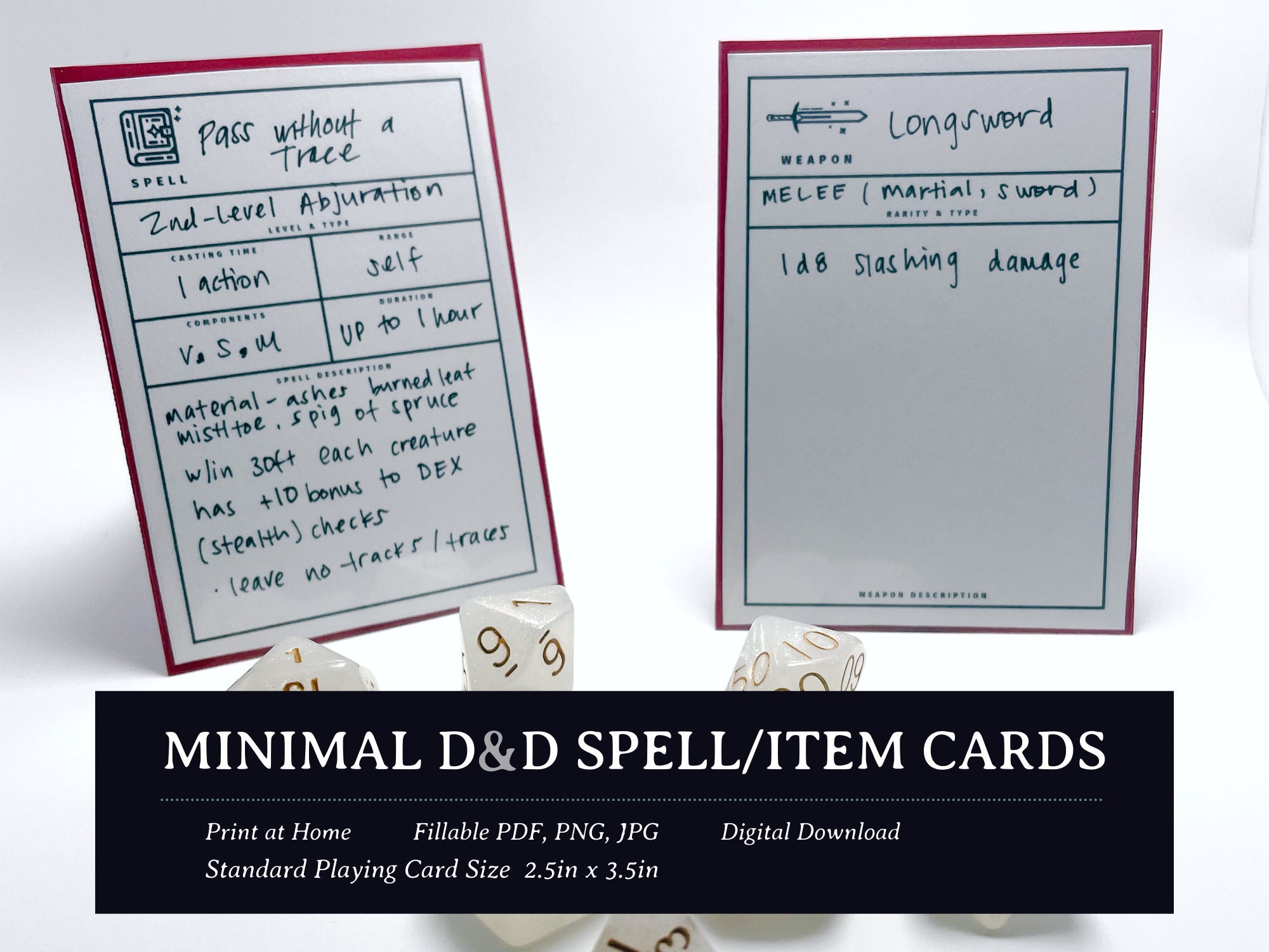 Minimal D&D Spell Cards and Item Cards Dnd Gifts Dnd Spell - Etsy Norway