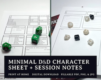 DnD Character Sheet and DnD Session Notes | Dungeons and Dragons D&D | dnd gifts, dnd 5e, ttrpg, dnd table, dm screen dnd