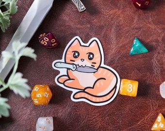 Dagger DnD Cat Sticker | Knife Cat Sticker, DnD Sticker, EDC, EDC Cat, Civivi Elementum, dm gift, edc sticker