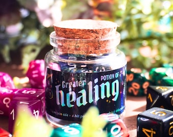 Mystery Potion Bottle Dice Set | 7-Piece D&D Polyhedral Dice in Corked Glass Bottle | DnD Gift for Dungeon Masters