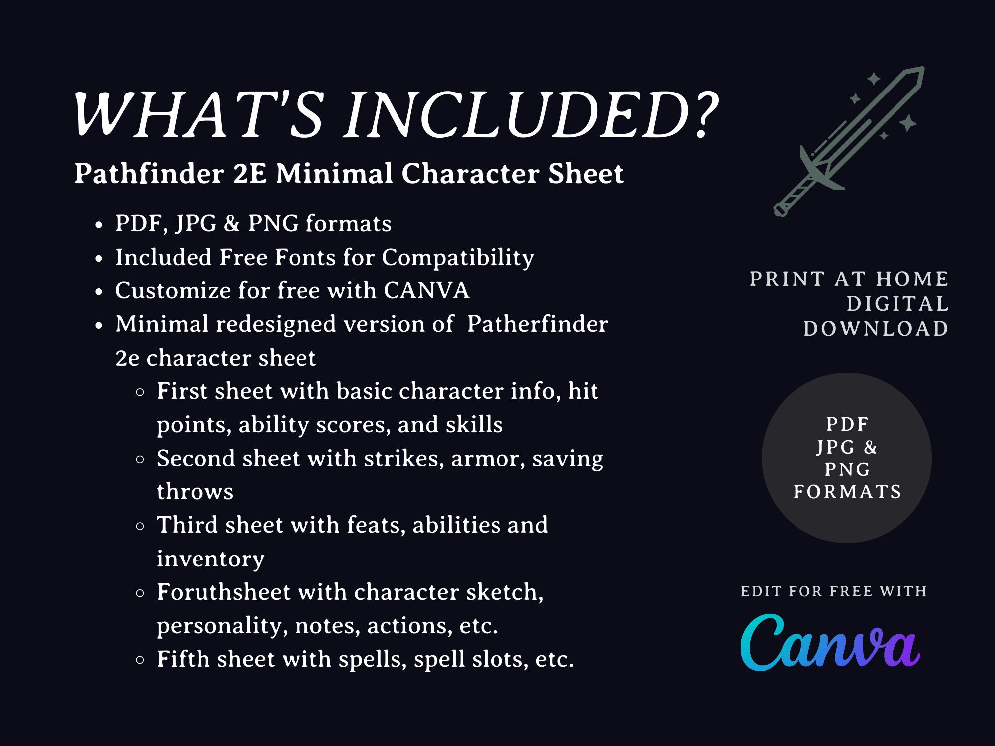 Pathfinder 2e Minimal Character Sheet Ttrpg Character - Etsy Sweden