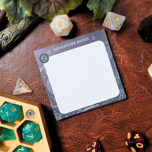 DnD Adventure Notes Memopad, D&D Stationary, Sticky No