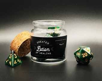 Mystery Dice Potion Bottle Set, dnd player gift, dnd dungeon master, blind box, dnd dice bag