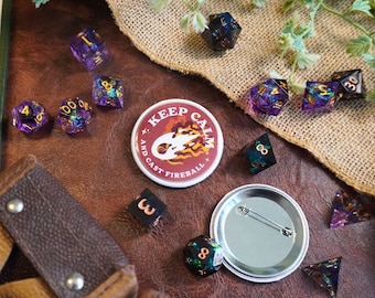 Keep Calm and Cast Fireball Button: Dungeons and Dragons Pin