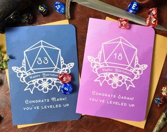 Personalized DnD Birthday Card Leveled Up with Custom Name and Age