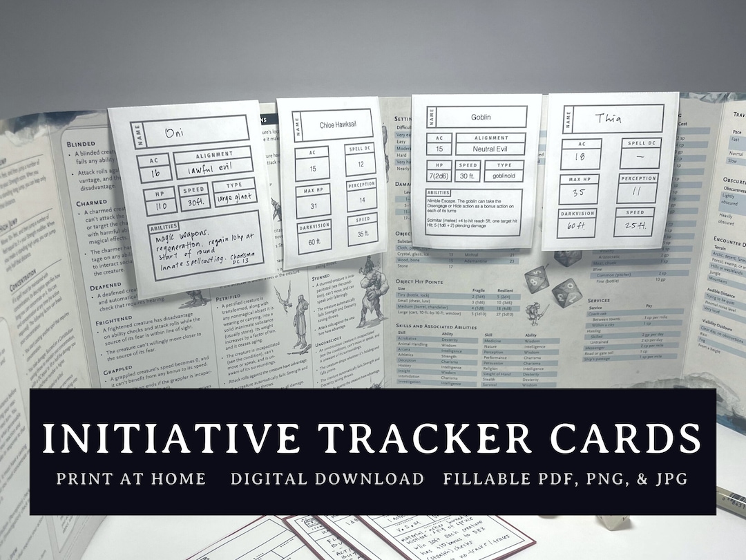 D&D Initiative Tracker Cards | Fillable Combat Tracker PDF | 5e DM ...