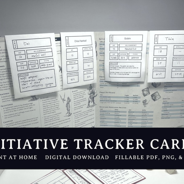 Initiative Tracker Cards Fillable PDF | Dungeons and Dragons | DND Gifts | Combat Tracker | ttrpg | Dm Screen dnd | dnd table | dnd  pdf,D&D