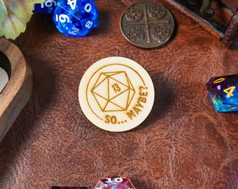 So... Maybe? DnD Wooden Pin, Dungeons and Dragons, Wood Pin, DnD Gift, Dungeon Master