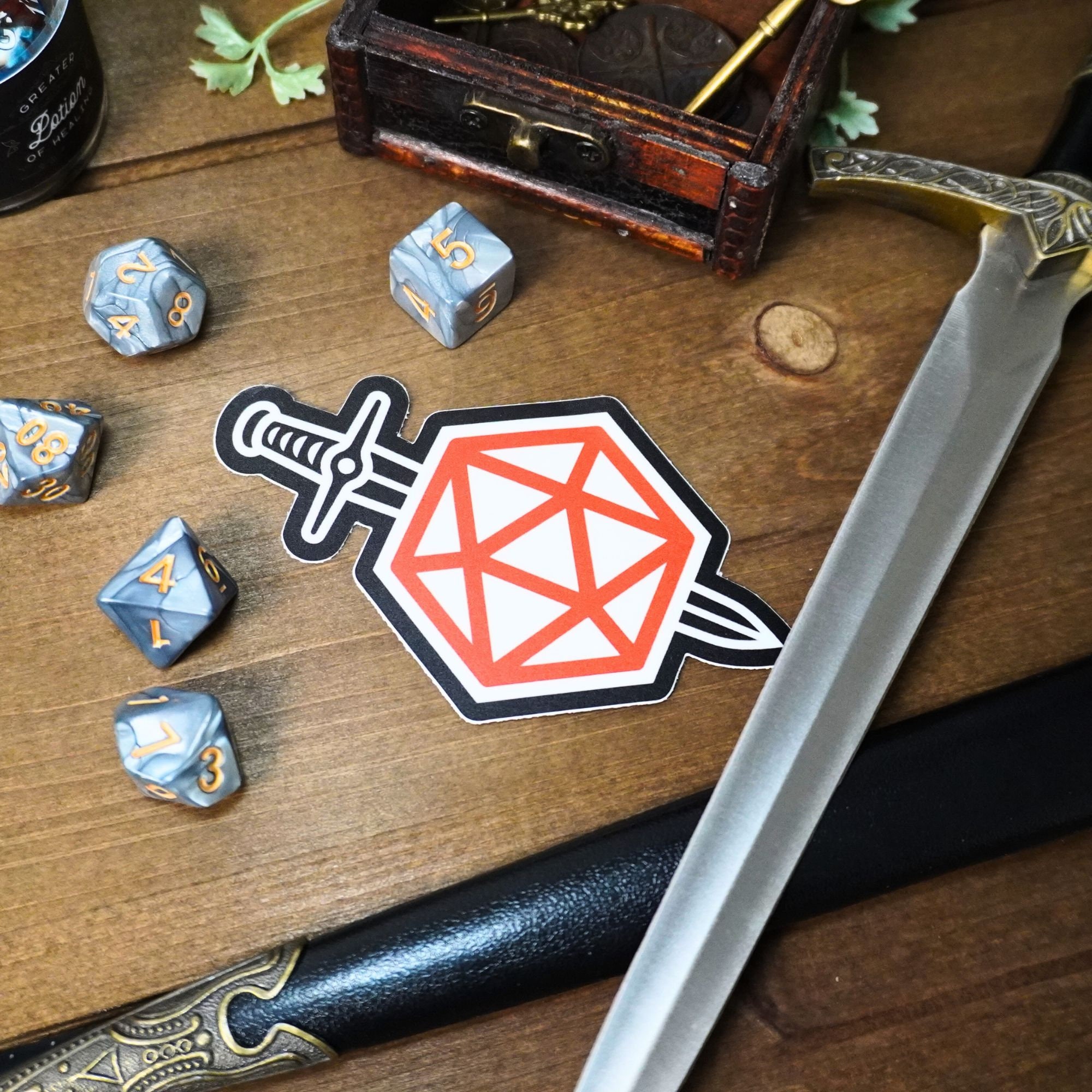 D20 Dagger Sticker, Dnd Stickers, Dungeon Master Gift, Dm Gift - Etsy