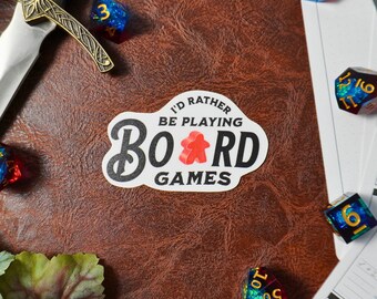 I'd Rather Be Playing Board Games Sticker, carcassonne meeple sticker