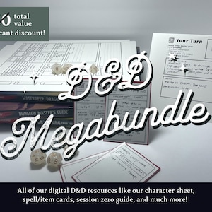 D&D Megabundle | Dungeons and Dragons, dnd character sheet, initiative tracker, dnd gifts, dm screen dnd, dnd table, dnd map, dnd stickers