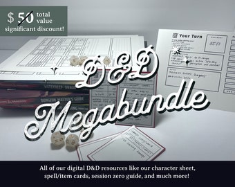 D&D Megabundle | Dungeons and Dragons, dnd character sheet, initiative tracker, dnd gifts, dm screen dnd, dnd table, dnd map, dnd stickers