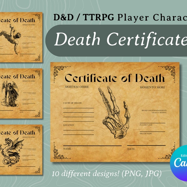 Death Dnd Character Sheet Etsy