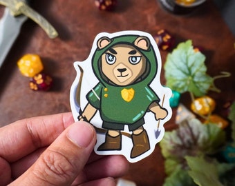 Ranger Bear DnD Sticker, Kawaii Bear