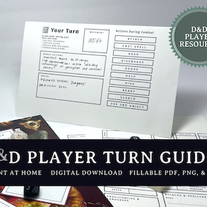 D&D Player Turn Guide: Minimalist Cheat Sheet (Fillable PDF)