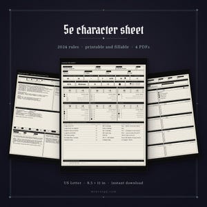 Scheda personaggio di D&D 5e 2024 / PDF compilabile (formato US Letter + A4)