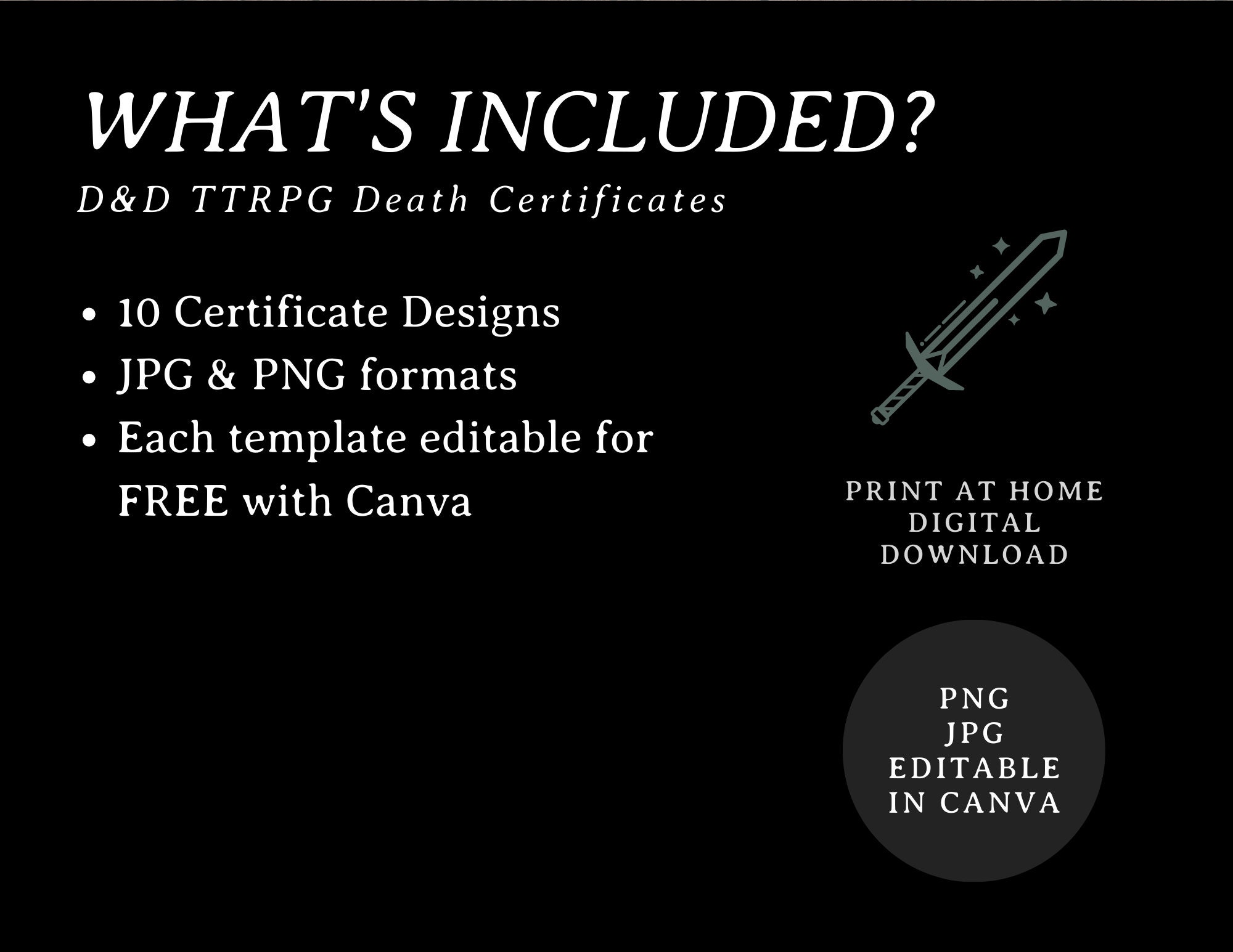 Dnd Character Death Certificates TTRPG Dungeons and Dragons Etsy