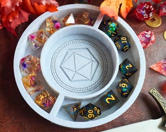 Vassoio per dadi rotondi D20 / Accessorio per Dungeons and Dragons TTRPG / Regalo per giocatori di D&D