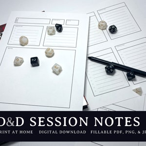 Anotações de Sessão de D&D Minimalista: Folhas de RPG para Imprimir (PDF Preenchível)