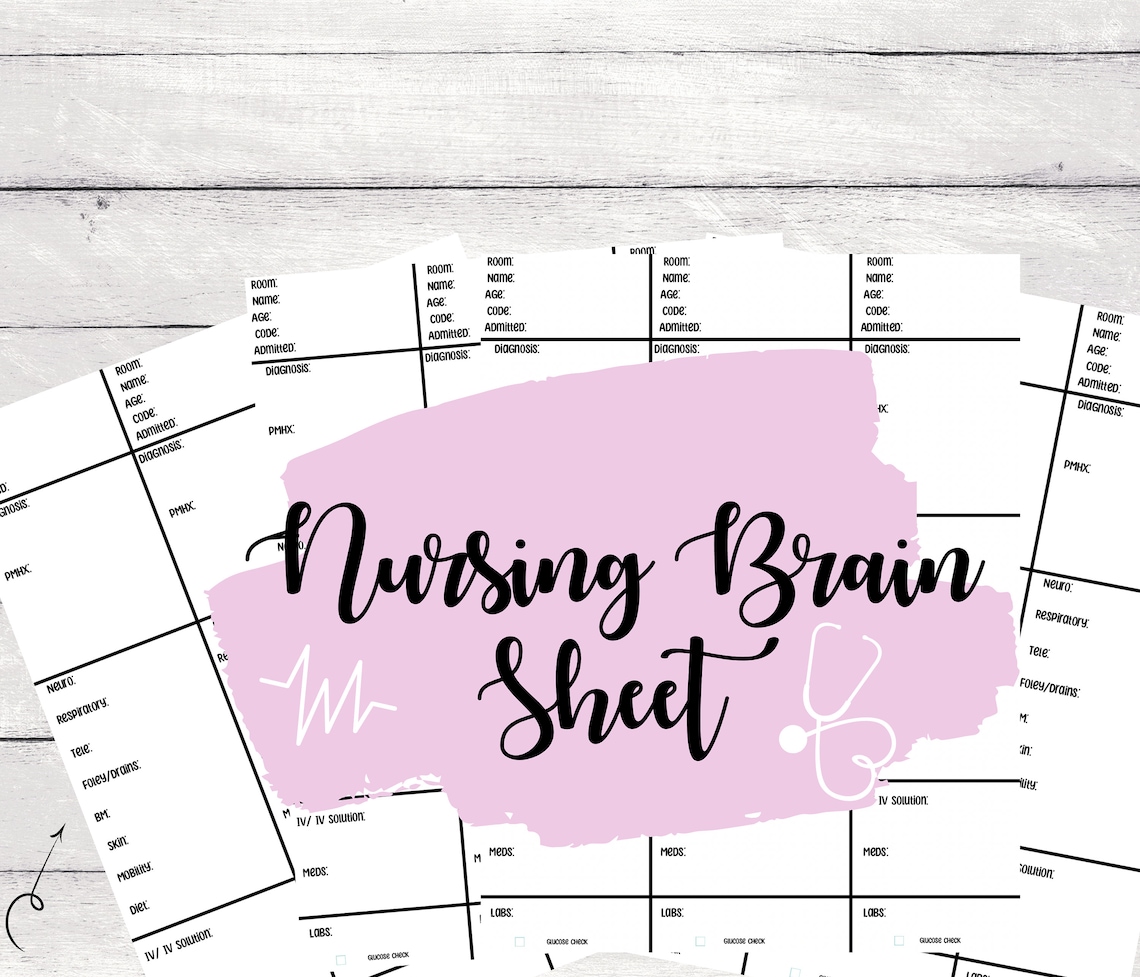 Nursing Brain Sheet Printable Student Nurse Clinical Brain Etsy
