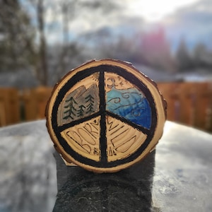 Born wild wood burned wood slice, pyrography, handmade gift, outdoorsy gift, camp decor, rustic wedding gift, Wanderlust, gorpcore