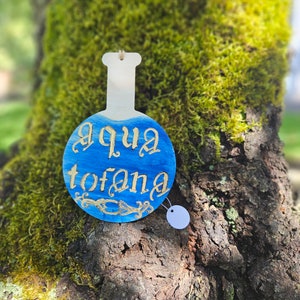 Aqua tofana wood burned sign, pyrography, potion decor, magic decor, poison decor, spooky decor, creepy decor, halloween decor, goth decor