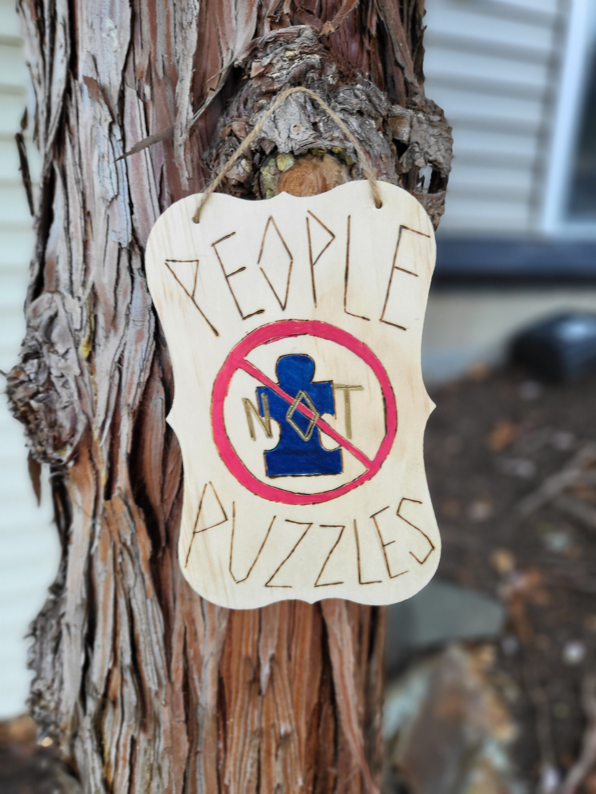 People Not Puzzles Wood Burned Sign, Autism Awareness, Actually ...