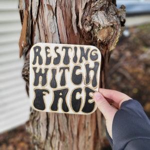 Resting witch face wood burned sign, pyrography, wood sign, wood decor, witch decor, witchy vibes, halloween decor, spooky decor, handmade