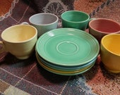 Vintage Fiesta Dinnerware. Cups and Saucers. Homer Laughlin.