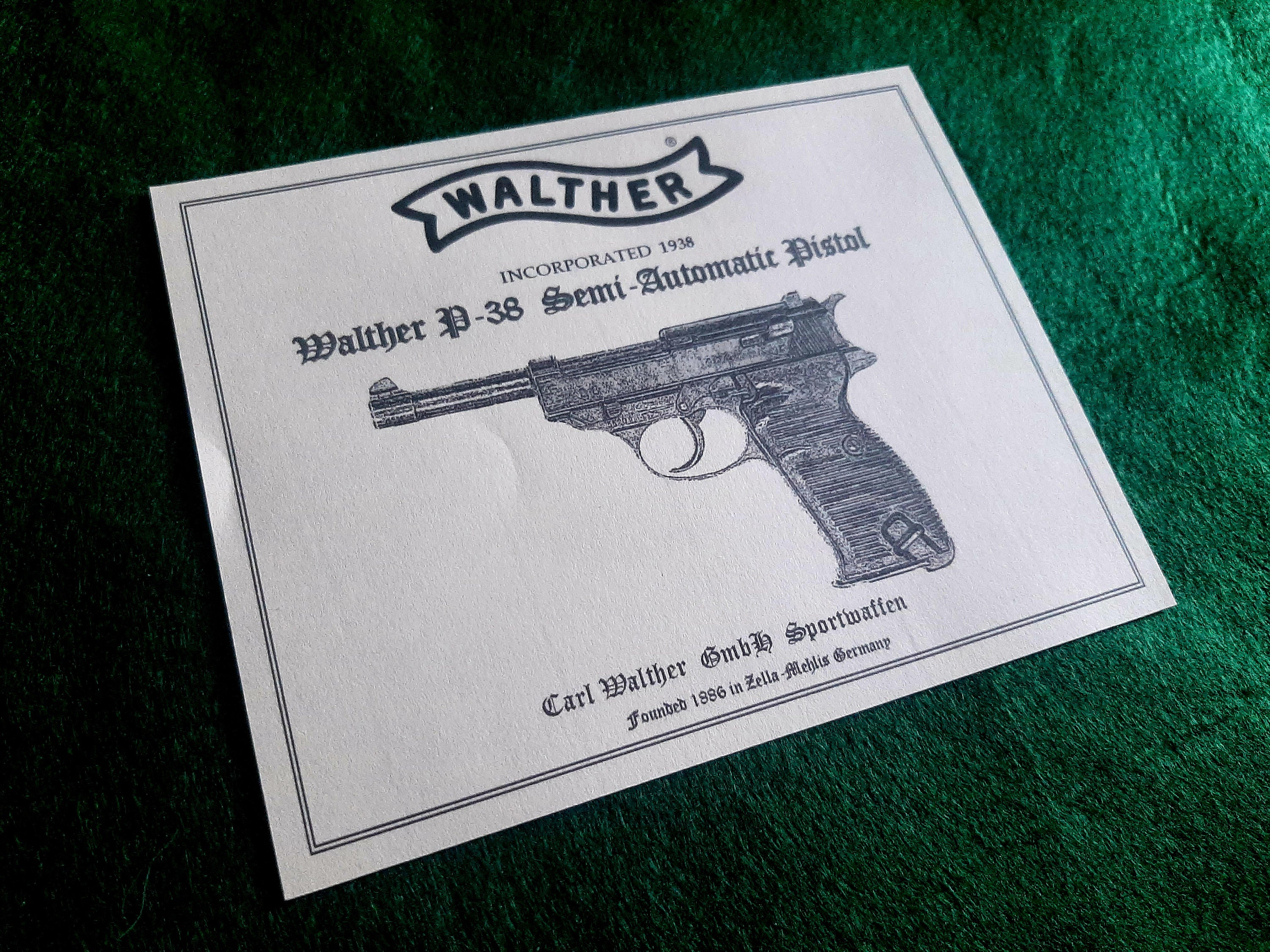 Walther P38 Semi Automatic Pistol w/ Optional Scope, Stock, and