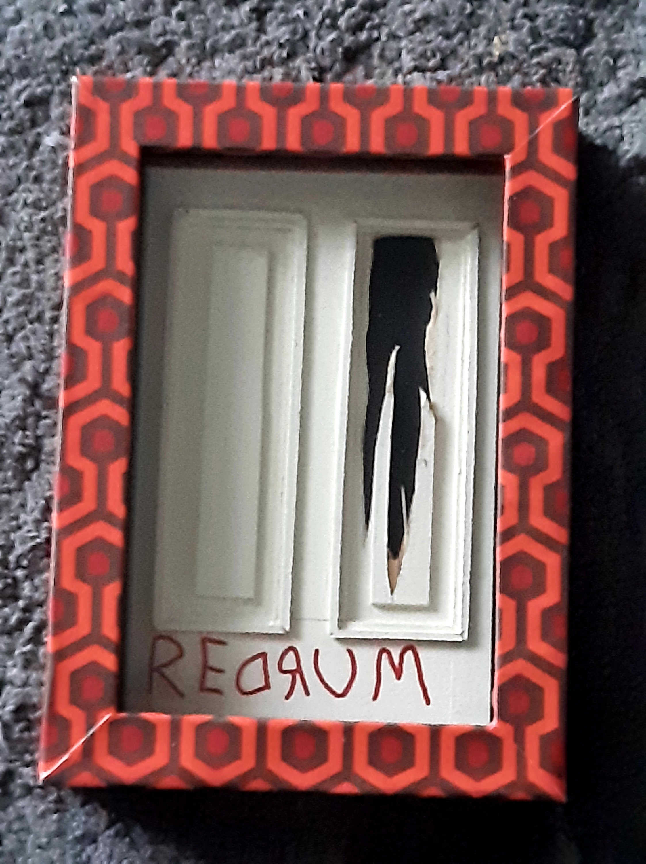 Framed Realistic 3D THE SHINING REDRUM Door Replica Diorama 