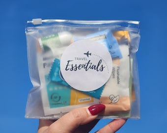 Travel Essentials Kit for Flying | Flying Kit with Supplies | Hangover Kit | Kit with Essentials for Travel | Travel Face Mask | Earplugs