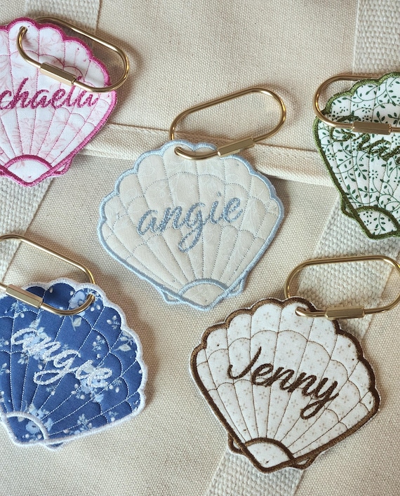 Custom Name Seashell Shaped Bag Tag | Beach Wedding Luggage Favors | Last Toast On The Coast Bachelorette Gifts | Bridal Party Keepsake