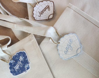 Custom Name Seashell Shaped Bag Tag | Beach Wedding Luggage Favors | Last Toast On The Coast Bachelorette Gifts | Bridal Party Keepsake