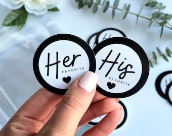 His and Her and Our Favorite Wedding Stickers With Bags | Snack Bag Wedding Favors |  Wedding Favor Bags | His and Her Favorite Labels