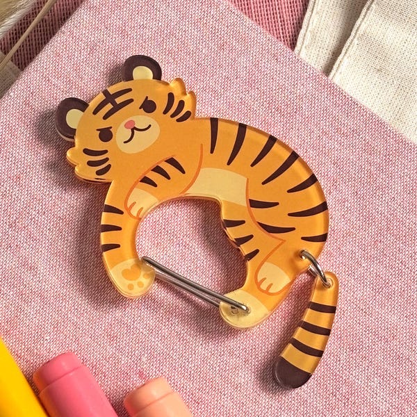 Acryl karabijnhaak tijger