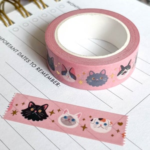 Cats Gold Foil Washi Tape | Scrapbooking Journaling Planner Accessories