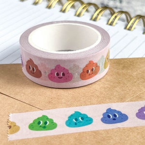 Rainbow Poops Washi Tape | Cute Kawaii Cartoon Scrapbooking Tape | Journaling Planner Decorative