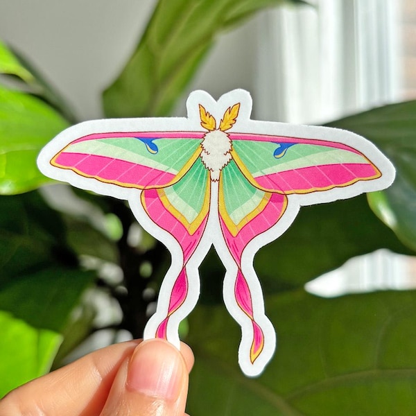 Pink Spirit Moth Matte Vinyl Sticker