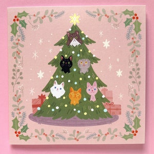 クリスマス グリーティング カード | ニャークリスマスとハッピーニューイヤー | かわいい猫のホリデー カード