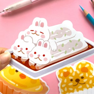 Rice Noodle Waterproof Vinyl Sticker | Dim Sum Rice Noodle Bunnies