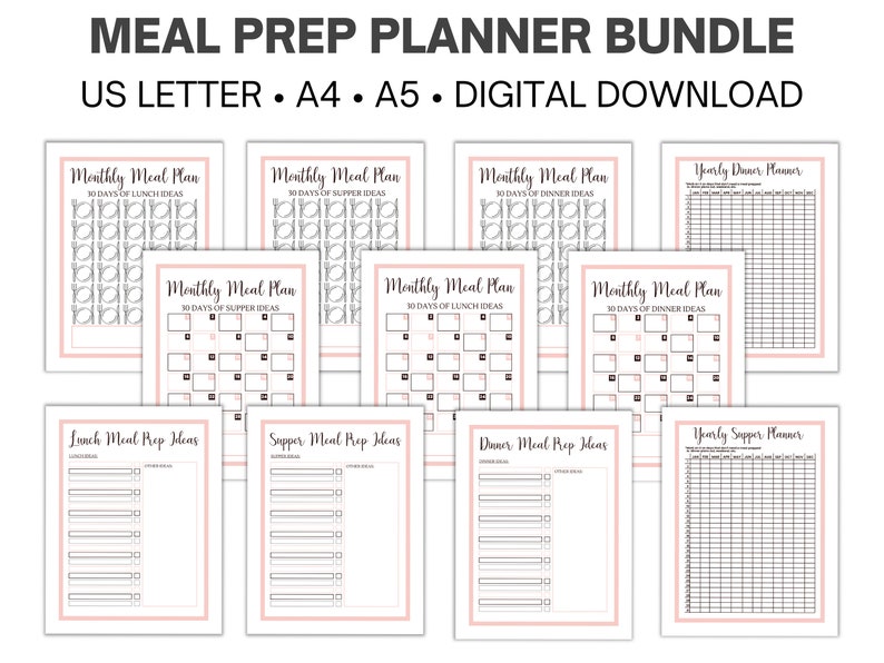 Meal Planner Printable, Meal Prep Planner, Instant Download, PDF Print ...