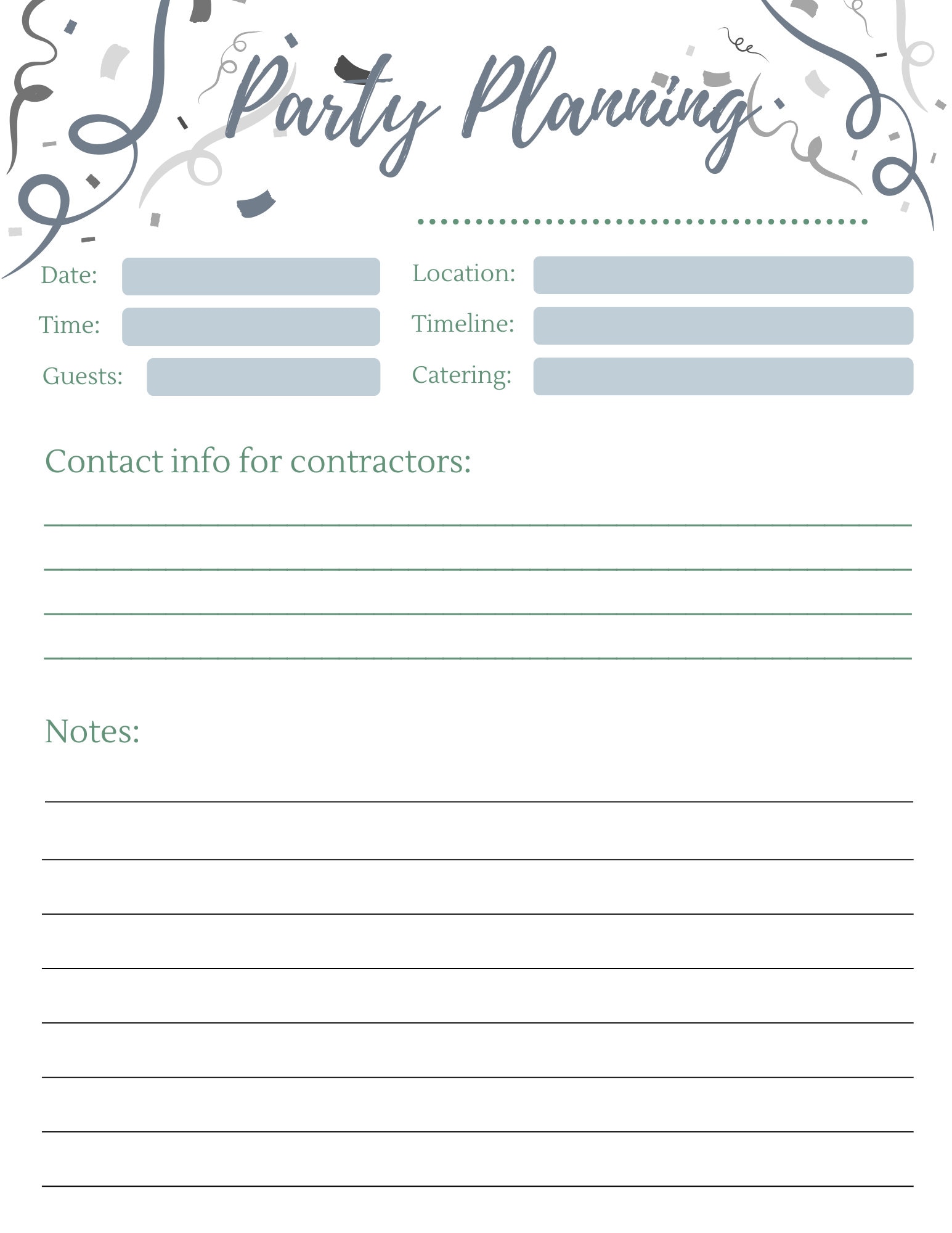 Simple Graduation Party Planner Printable, Party Planning, PDF Download ...
